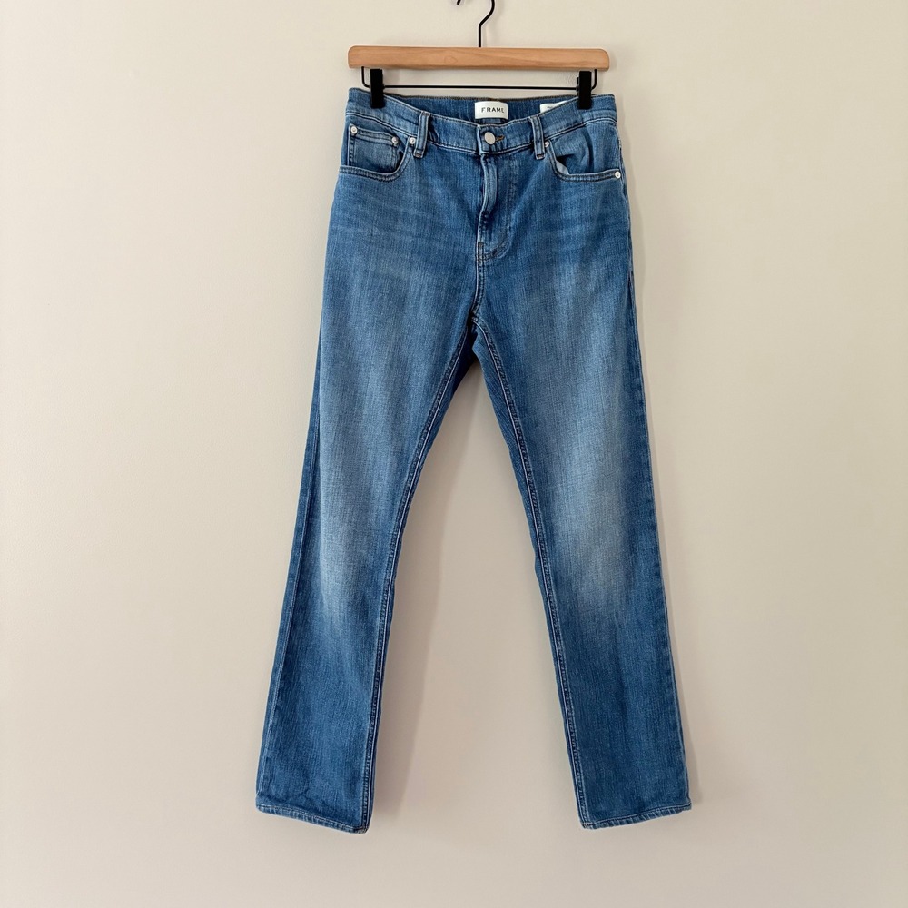 FRAME Jeans Premier Mens Modern Straight 30 Blue Denim Stretch LMSST691